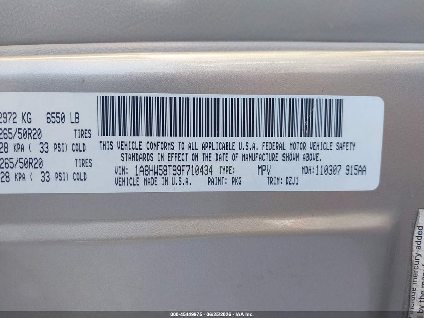 2009 Chrysler Aspen Limited VIN: 1A8HW58T99F710434 Lot: 45449975