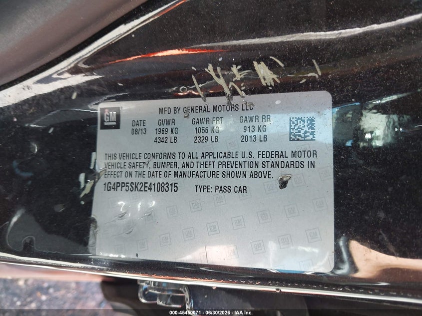 2014 Buick Verano VIN: 1G4PP5SK2E4108315 Lot: 45450071