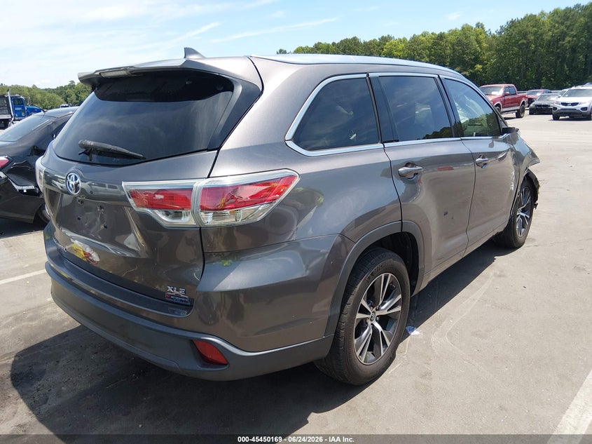 Vin: 5tdkkrfh3gs140085, lot: 45948282, toyota highlander xle v6 20164