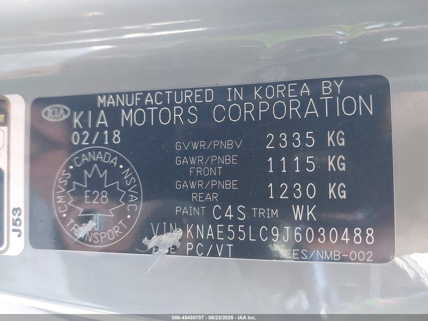 2018 Kia Stinger Gt2 VIN: KNAE55LC9J6030488 Lot: 45450707
