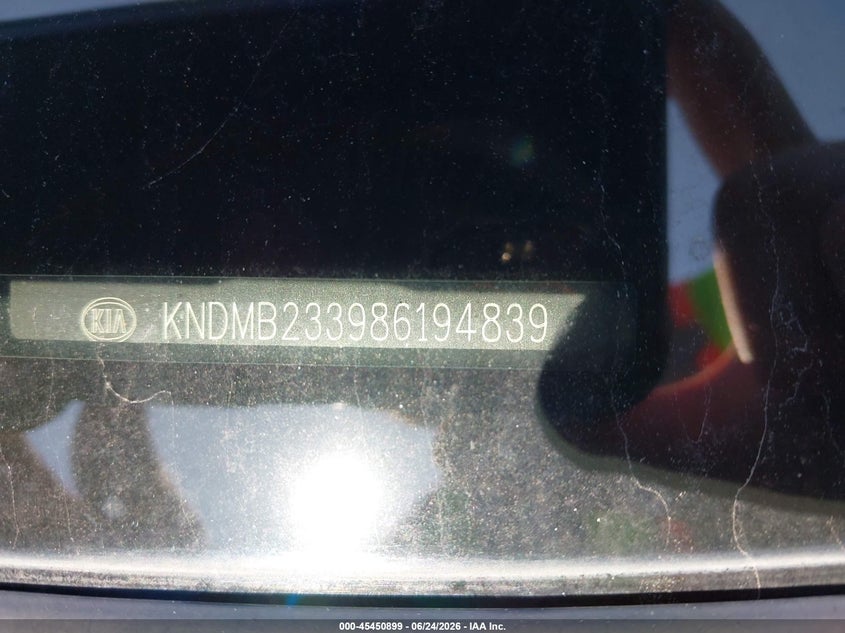 KIA SEDONA 2008 VIN KNDMB233986194839