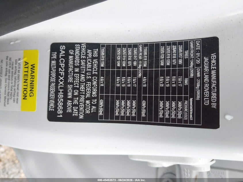 2020 Land Rover Discovery Sport Se VIN: SALCP2FXXLH858681 Lot: 45453573