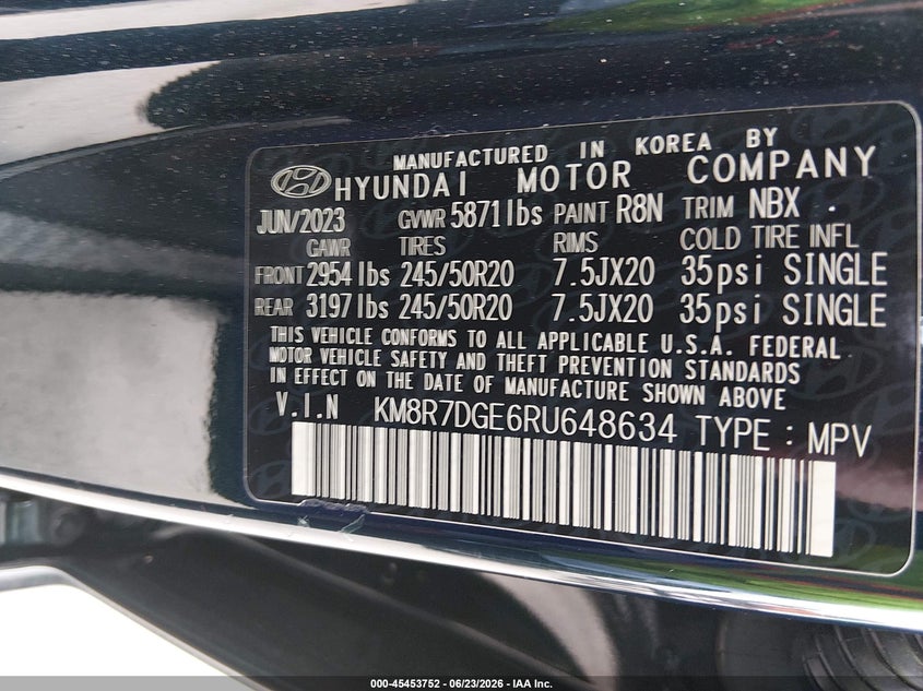 2024 Hyundai Palisade Calligraphy VIN: KM8R7DGE6RU648634 Lot: 45453752