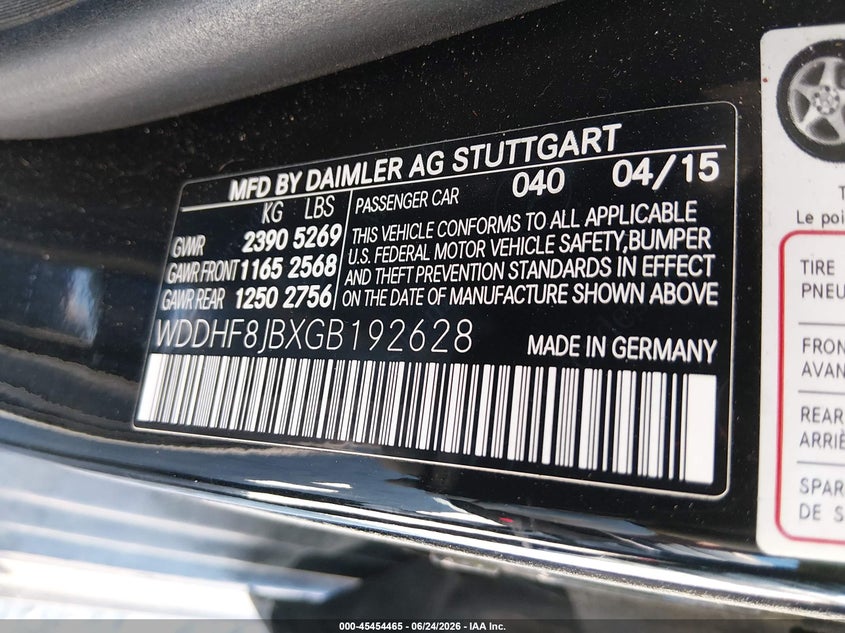 2016 Mercedes-Benz E 350 4Matic VIN: WDDHF8JBXGB192628 Lot: 45454465
