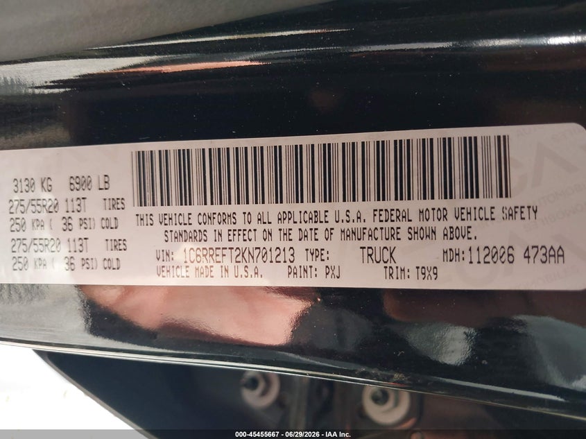 2019 RAM 1500 PICKUP 5.7L V-8 VVT, 395HP