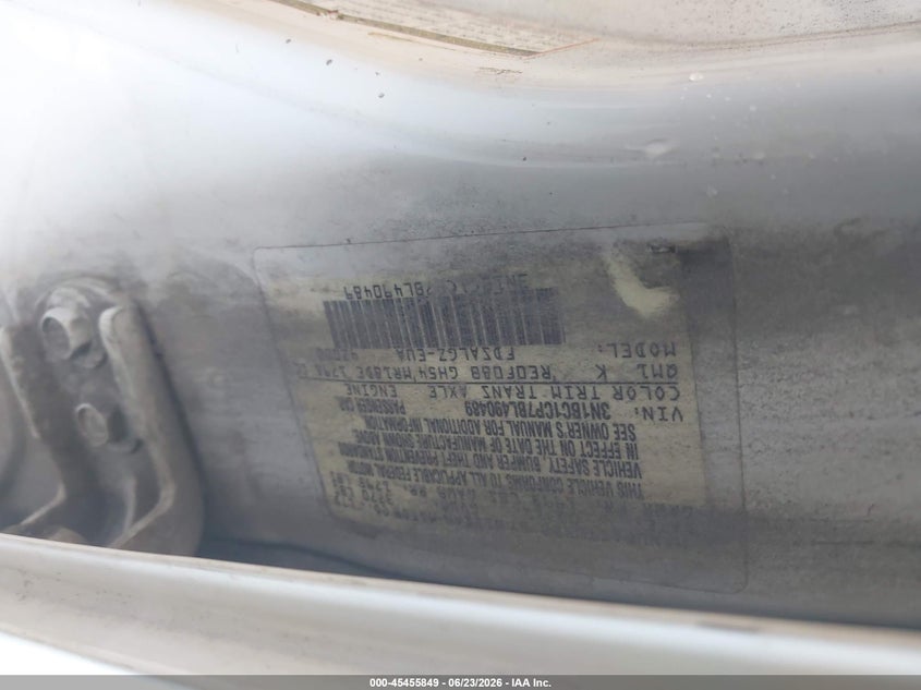 2011 Nissan Versa 1.8Sl VIN: 3N1BC1CP7BL490489 Lot: 45455849