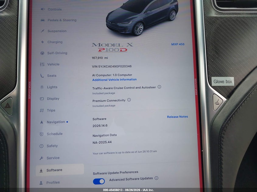 2016 Tesla Model X 60D/P100D/P90D VIN: 5YJXCAE49GF020346 Lot: 45456013
