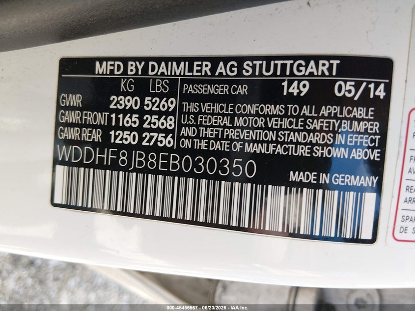 2014 MERCEDES-BENZ E-KLASSE SEDAN 3.5L V-6 DI, DOHC, VVT, 302HP