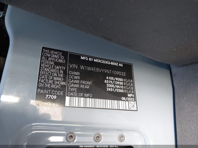 2022 Mercedes-Benz Sprinter 2500 Standard Roof V6 VIN: W1W4EBVY9NT109032 Lot: 45456845