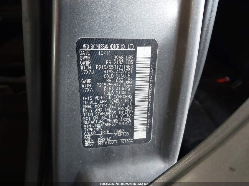 2012 Nissan Juke S VIN: JN8AF5MR5CT101972 Lot: 45456878