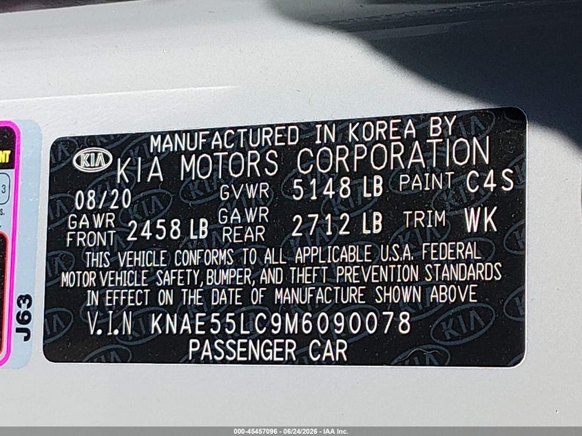 2021 Kia Stinger Gt2 VIN: KNAE55LC9M6090078 Lot: 45457096