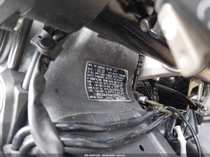 2025 Kawasaki Zx636 K VIN: JKBZXJJ16SA026475 Lot: 45457225