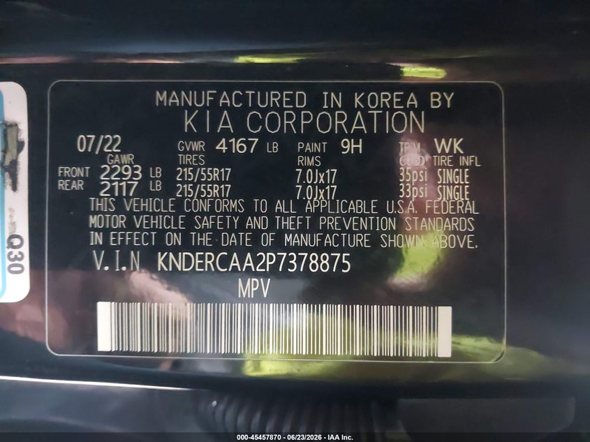 2023 Kia Seltos Ex VIN: KNDERCAA2P7378875 Lot: 45457870