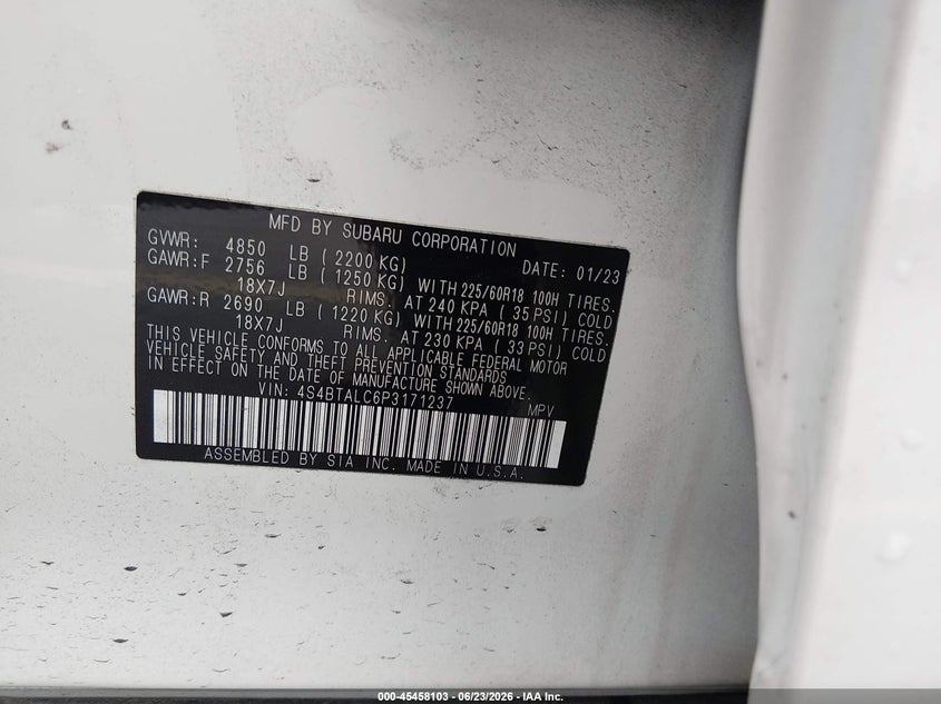 2023 SUBARU OUTBACK SPORT UTILITY VEHICLE 2.5L H-4 DI, DOHC, VVT, 182HP