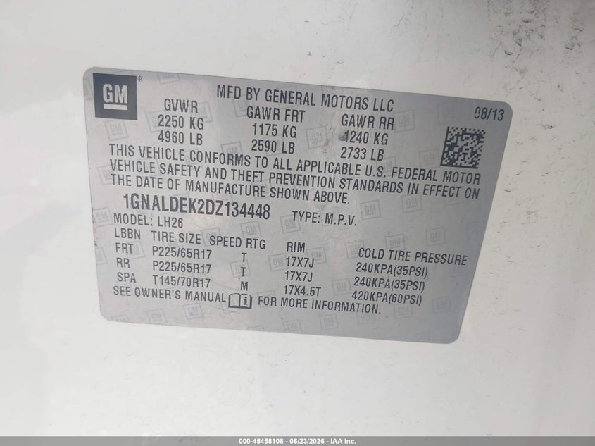 2013 CHEVROLET EQUINOX auction photo 7