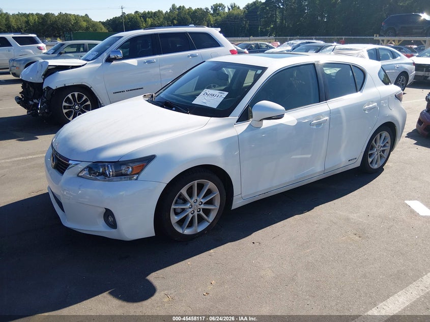 Vin: jthkd5bh6c2122074, lot: 45956230, lexus ct 200 20122