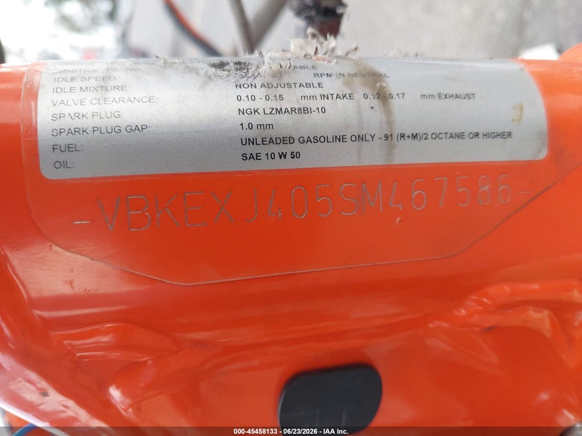 2025 Ktm 500 Exc-F/Xw-F/Exc-F Six Days VIN: VBKEXJ405SM467586 Lot: 45458133