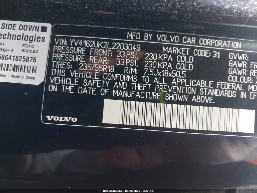 2020 Volvo Xc40 T5 Momentum VIN: YV4162UK2L2203049 Lot: 45458566