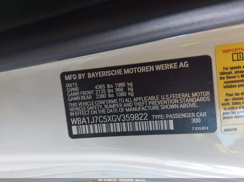 2016 BMW M235I VIN: WBA1J7C5XGV359822 Lot: 45458753
