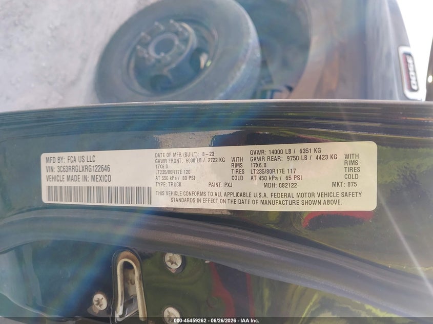 VIN: 3C63RRGLXRG122646 2024 RAM 3500