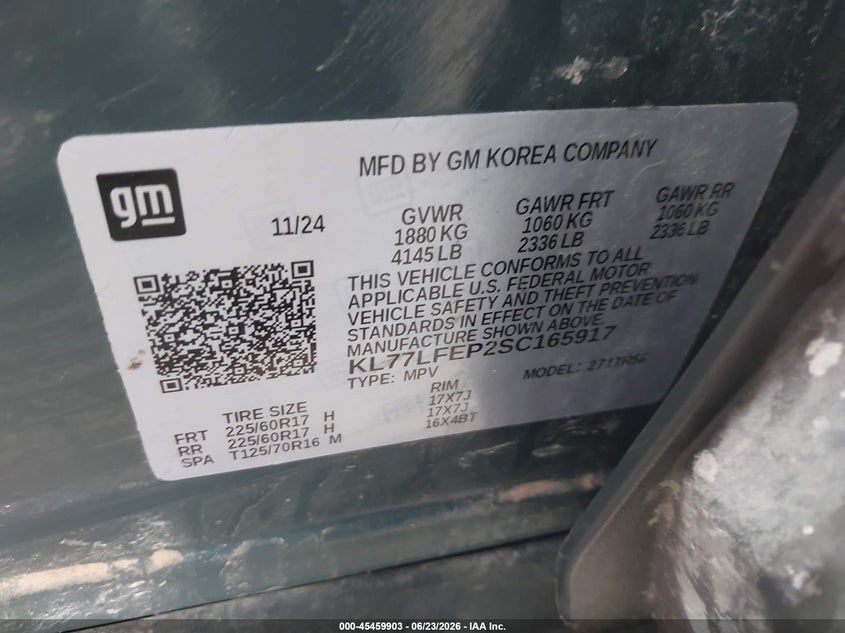 2025 CHEVROLET TRAX SPORT UTILITY VEHICLE 1.2L I-3 DI, DOHC, VVT, TURBO, 137HP