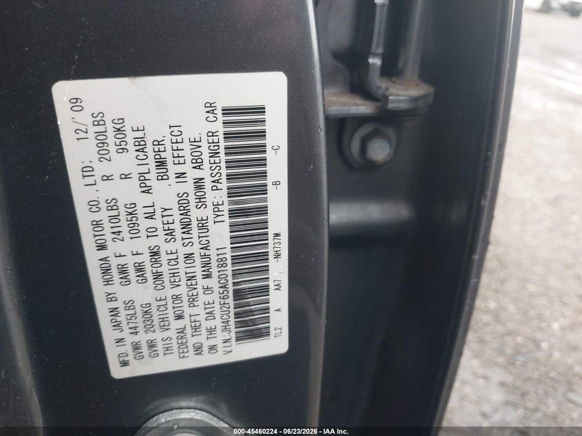 2010 Acura Tsx 2.4 VIN: JH4CU2F65ACU18811 Lot: 45460224