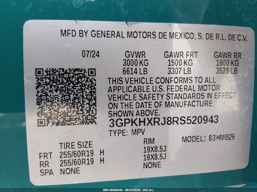 2024 Honda Prologue Touring VIN: 3GPKHXRJ8RS520943 Lot: 45460348