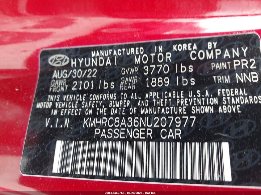 2022 Hyundai Venue Limited VIN: KMHRC8A36NU207977 Lot: 45460758