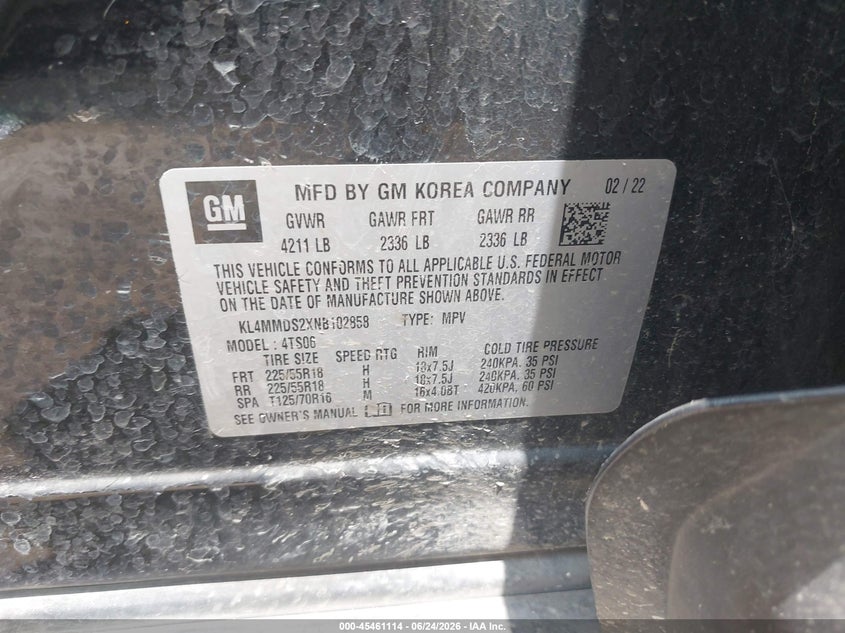 2022 Buick Encore Gx Fwd Select VIN: KL4MMDS2XNB102858 Lot: 45461114