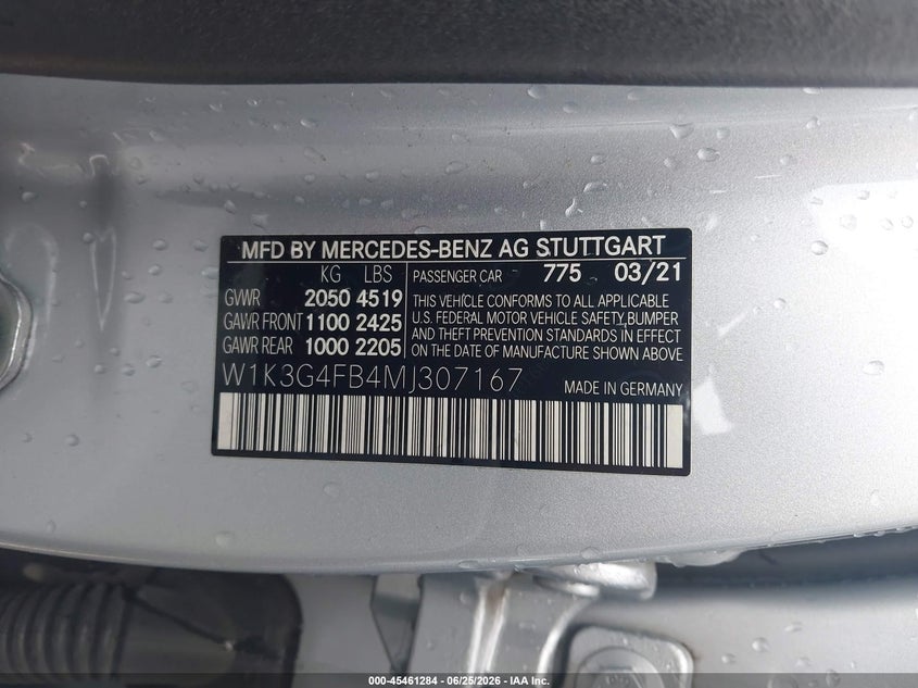 2021 Mercedes-Benz A 220 4Matic VIN: W1K3G4FB4MJ307167 Lot: 45461284