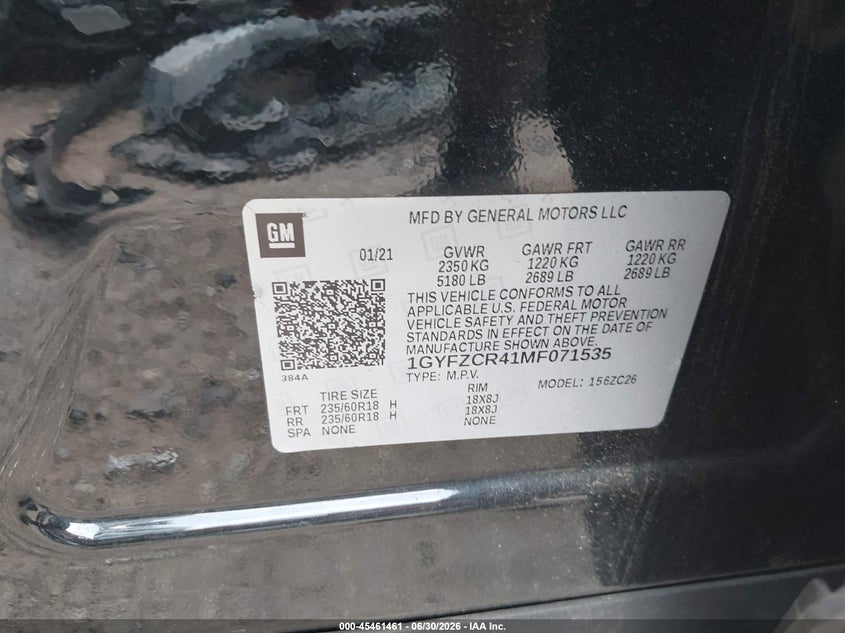 2021 Cadillac Xt4 Fwd Premium Luxury VIN: 1GYFZCR41MF071535 Lot: 45461461