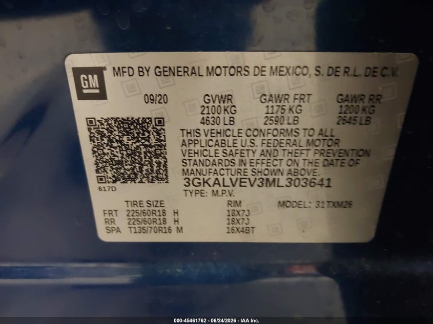 2021 GMC Terrain Awd Slt VIN: 3GKALVEV3ML303641 Lot: 45461762