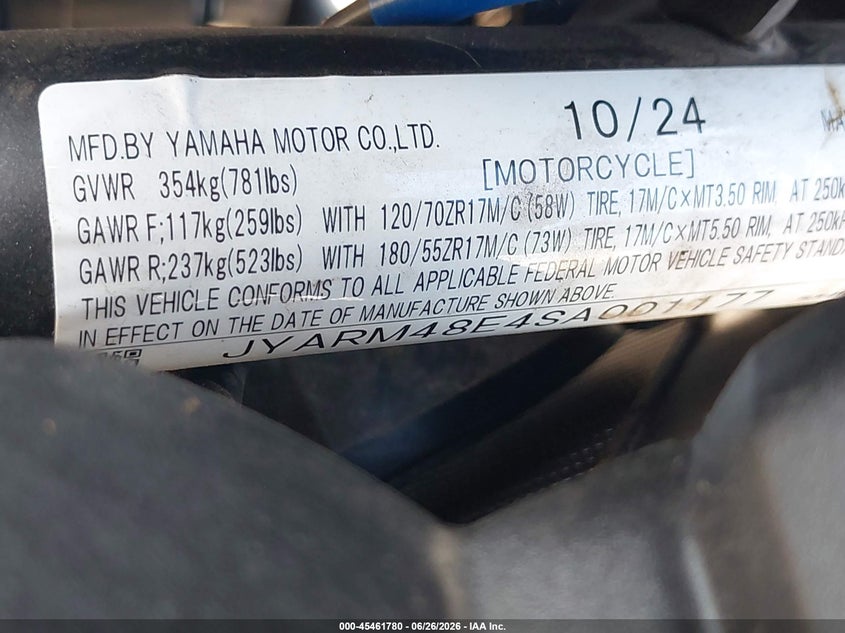 VIN JYARM48E4SA001177 2025 YAMAHA MTN690