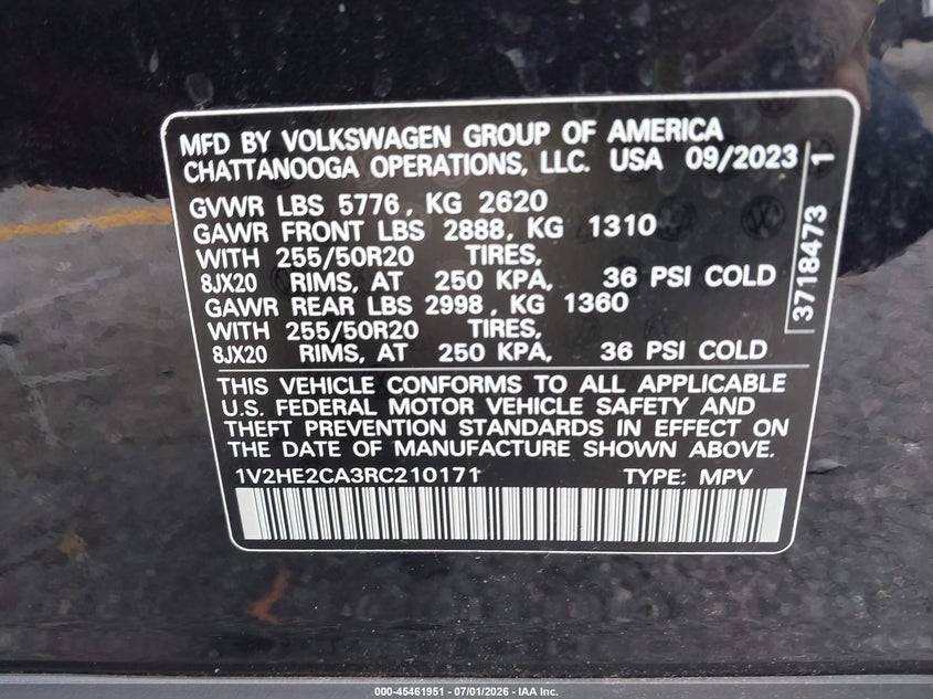 2024 Volkswagen Atlas Cross Sport 2.0T Se W/Technology VIN: 1V2HE2CA3RC210171 Lot: 45461951