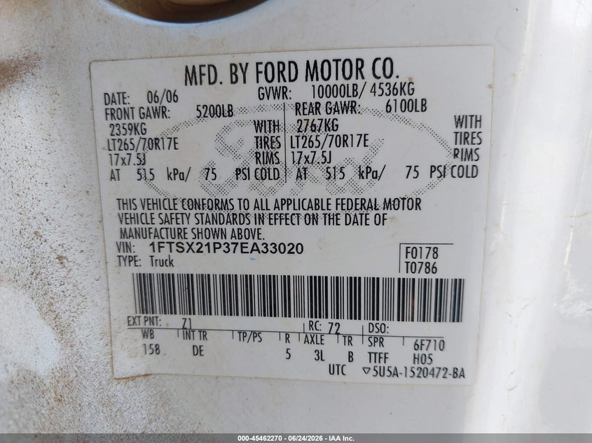 2007 FORD F-250 auction photo 8