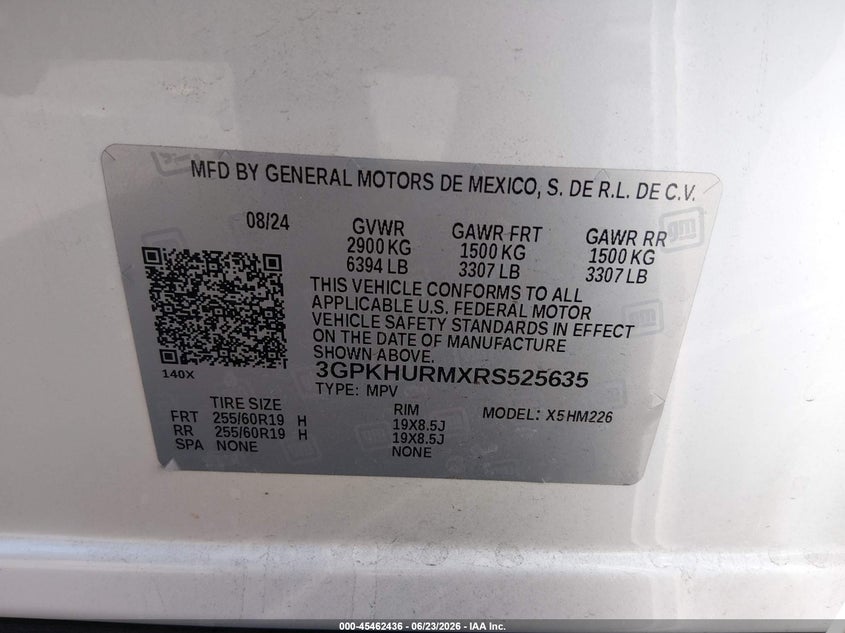 2024 Honda Prologue Ex VIN: 3GPKHURMXRS525635 Lot: 45462436