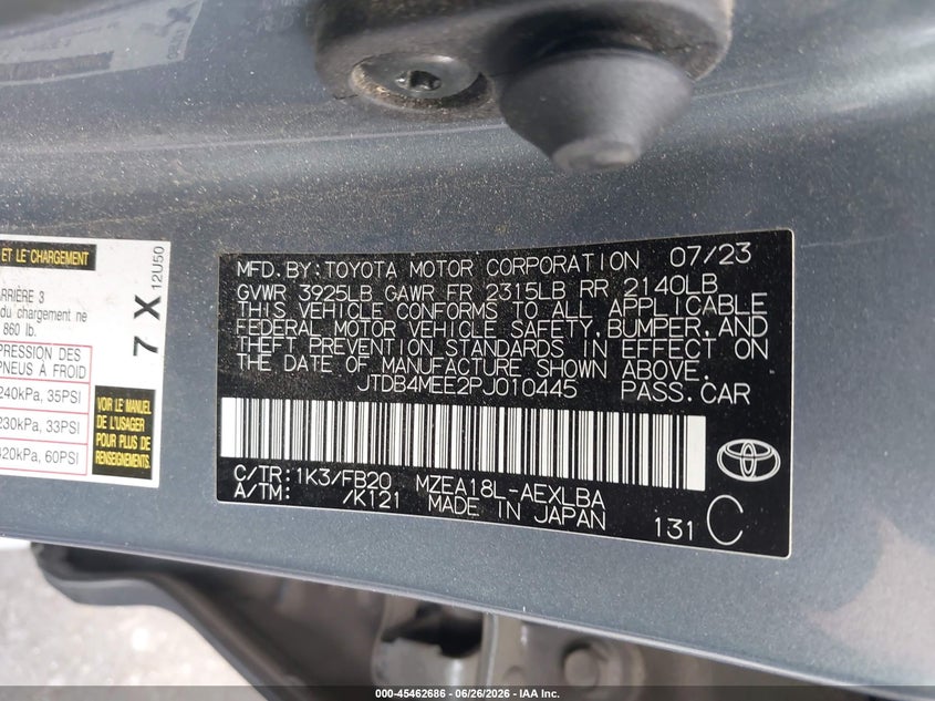 2023 TOYOTA COROLLA SEDAN 2.0L I-4 DI, DOHC, VVT, 169HP