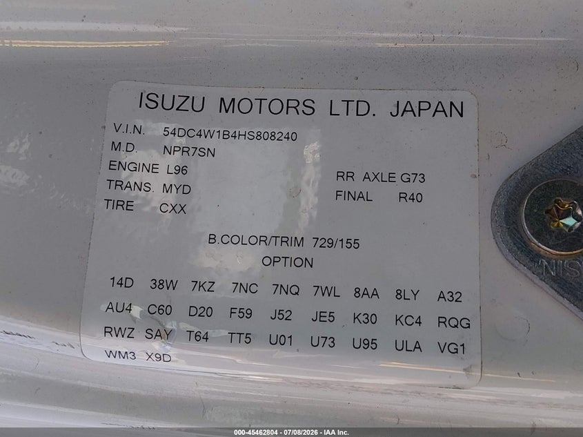 2017 ISUZU NPR HD GAS REG VAN N/A