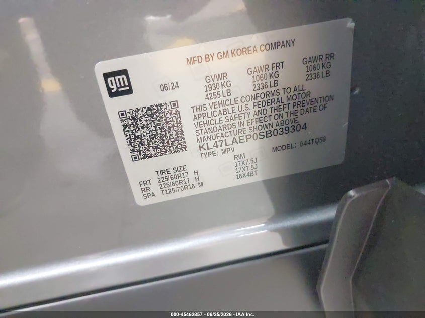 2025 Buick Envista Preferred Fwd VIN: KL47LAEP0SB039304 Lot: 45462857