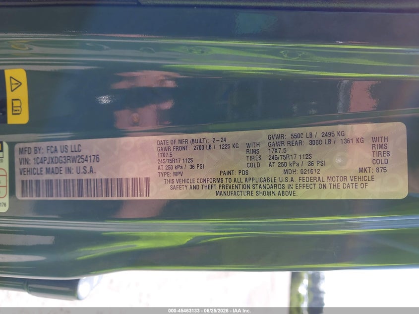 JEEP WRANGLER 2024 VIN 1C4PJXDG3RW254176