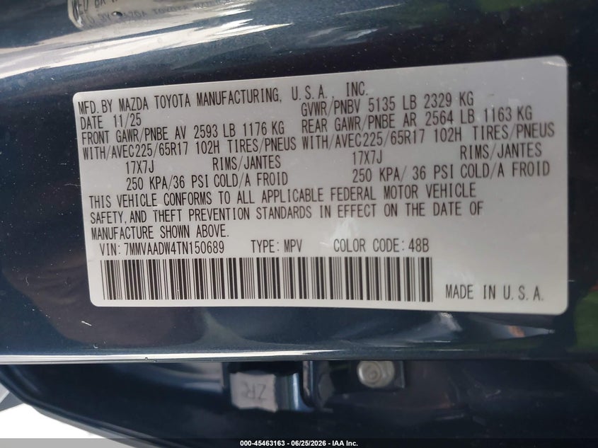 2026 Mazda Cx-50 Hybrid Premium VIN: 7MMVAADW4TN150689 Lot: 45463163