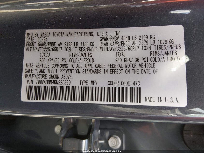 2024 Mazda Cx-50 2.5 S Preferred VIN: 7MMVABBM4RN225830 Lot: 45463422