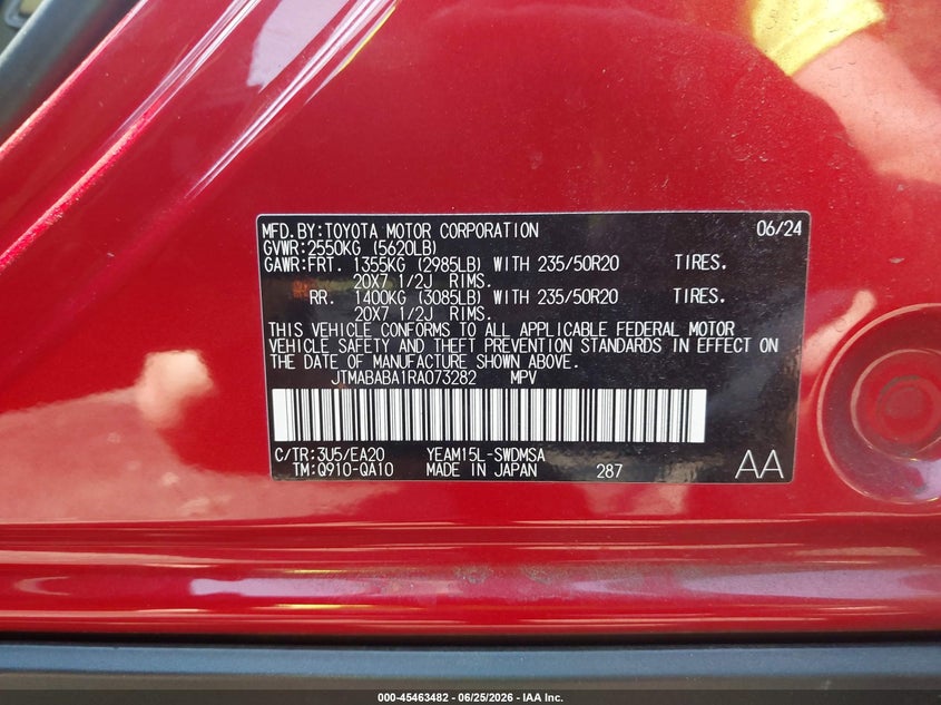 2024 Subaru Solterra Limited VIN: JTMABABA1RA073282 Lot: 45463482