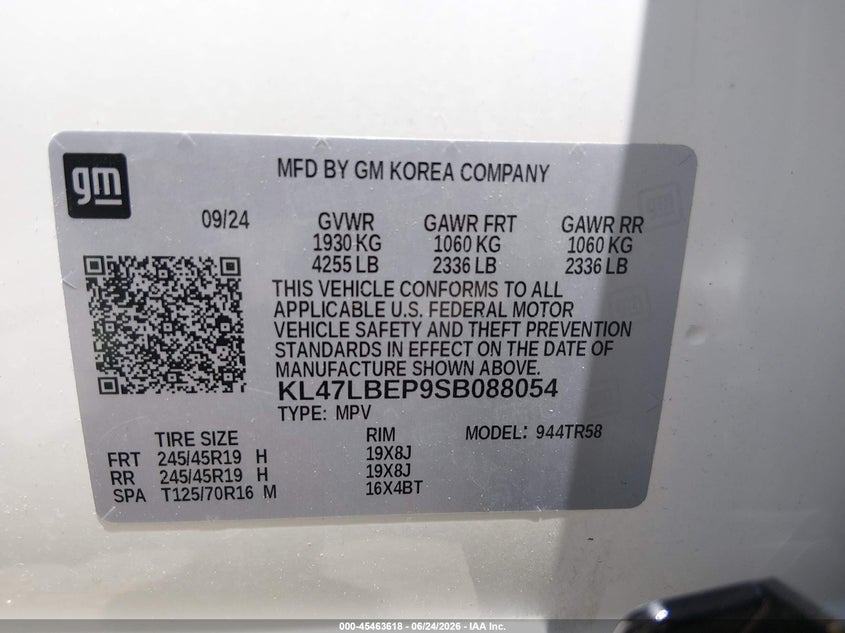 2025 Buick Envista Sport Touring Fwd VIN: KL47LBEP9SB088054 Lot: 45463618