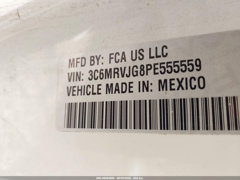 RAM PROMASTER 3500 2023 VIN 3C6MRVJG8PE555559