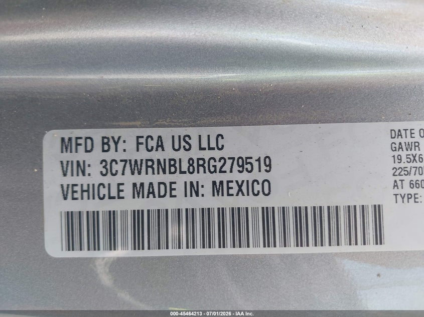 2024 Ram 5500 Chassis Tradesman/Slt VIN: 3C7WRNBL8RG279519 Lot: 45464213