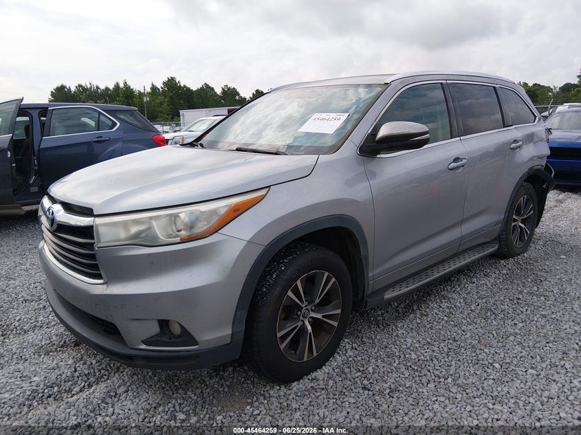 Vin: 5tdkkrfh8gs124464, lot: 45962396, toyota highlander xle v6 20162