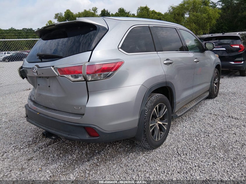 Vin: 5tdkkrfh8gs124464, lot: 45962396, toyota highlander xle v6 20164