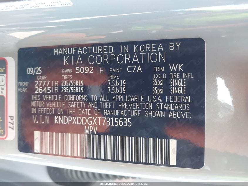 VIN KNDPXDDGXT7315635 2026 KIA SPORTAGE HYBRID SX-PRESTIGE