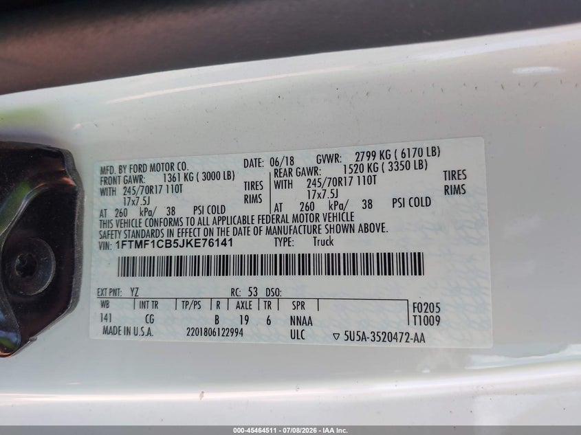2018 FORD F-150 TRUCK 3.3L V-6 DI, DOHC, VVT, 290HP